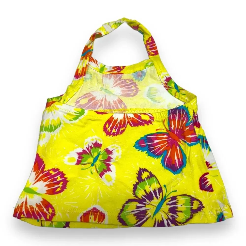 The Children's Place Girls Tank Top 9-12 Mo‎ Yellow Bright Butterfly Halter NEW